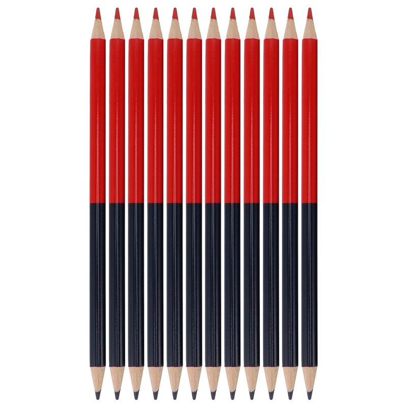 TRISAR Double-ended Pencil, Ergonomic Design 12 Pre-sharpened Pencils Erasable (Red