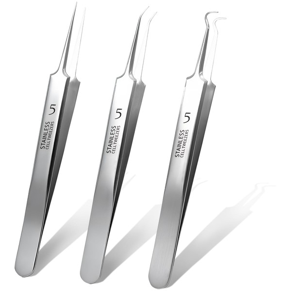 Professional 3-Piece Facial Blackhead Removal Tweezers Set: Precision Pimple Popper