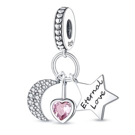 Venitor Silver Stars and Moon Dangle Charms for Bracelets and Necklaces Fit for Charms Jewelry Gift for Women Family Friends (PAC288)