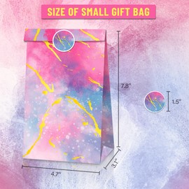 EVBEA 12 Pcs Party Favor Bags with Sticker Birthday Gift Bags Kraft Paper Bags Reusable Loot Bags Medium Goody Treat Bags for Kids Toddler Wedding