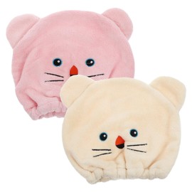 Baluue 2sets Hair Dry Towel Cap Absorbent Soft Fleece Hooded Towel Wrap for Kids 2pcs*2