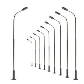 LED Model Street Light 1:50 Model Railway Warm White Lamp Post Road Light H0 TT Gauge Single Headlight 10pcs