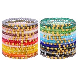 Ornaland 30 Pcs Beaded Bracelets Surfer Stretch Bracelets Set Colorful Glass Beads Bracelets Stackable Boho Bracelets Beach Friendship Bracelets Wrist Jewelry for Women