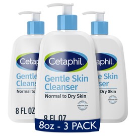 CETAPHIL, limpiador de piel suave hidratante para piel sensible seca a normal, paquete de 3 unidades, sin fragancia, sin jabón y sin espuma           