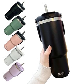 KONARO Tumbler, 23.6 fl oz (600 ml) / 900 ml, Large Capacity, Water Bottle, Straw Included, Water Bottle, With Lid, Vacuum Insulated, Heat Insulated, Cold Insulated, Stainless Steel Bottle, Wide Mouth