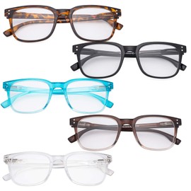 Eyekepper 5 Pack Large Reading Glasses - Square Readers for Men Women Reading +1.75