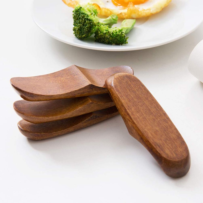 4 Pcs Natural Wood Chopsticks Rest Tableware Knife Forks Spoon