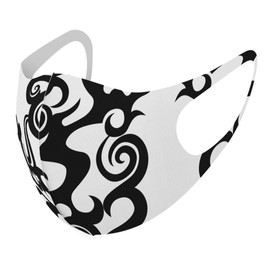 Sumakore 000293 Design Mask, 2 Piece Set, Polyester, Washable, Fabric Mask, Unisex, Cool Illustration, Flame Design