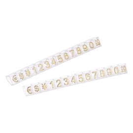 sourcing map Set of 10 Adjustable Removable Mini Cube Price Tag Display Number Letter Price Tag Stand Kit for Shop Counter Gold Tone Clear 6.3 x 9 mm