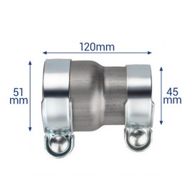 Sturiz Exhaust Reducer Pipe Connector 120 mm Exhaust Clamp 45-51 mm Reducing Connector Pipe Reducer Pipe Connector Exhaust Pipe Connector Car Exhaust Clamp