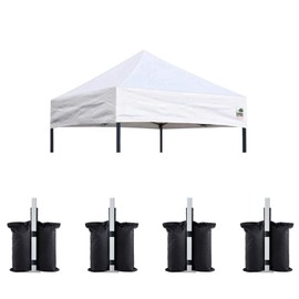 Eurmax USA Pop Up Canopy Replacement Canopy Tent Top Cover, Instant Canopy Top Cover ONLY,Bonus 4PC Pack Weight Bag (5x5, White)