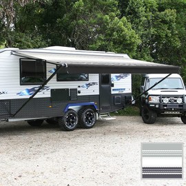 Suncode RV Awning Premium Grade Vinyl Canopy Replacement Waterpoof 13 Feet Camper Awning Replacement Shade Screen Black Strip