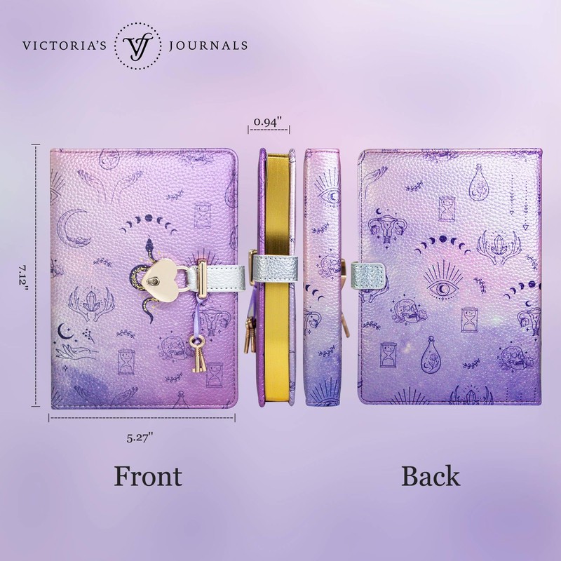 VICTORIA'S JOURNALS Heart Shaped Lock Diary, Designer Printed Leatherette Thicken