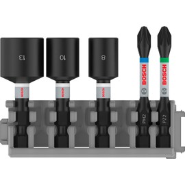 Bosch Professional 5-Piece Screwdriver Bit and Socket Set (Impact Control, PZ/PH Bits, Length: 50 mm, Pick and Click, Accessories Impact Wrench Drill)