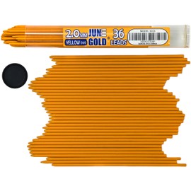 June Gold 36 Yellow (Marigold #121) Colored 2.0 mm Lead Refills, Bold Thickness for Heavy Use, Break Resistant with a Convenient Dispenser
