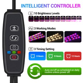 LED Grow Lights Strips for Indoor Plants, 3 Working Modes & 10 Dimmable Levels Plant Lights with Auto Cycle Timer 3/9/12Hrs, 36W Full Spectrum DIY Growing Lamps for Seedings Hydroponics, 6 Strips