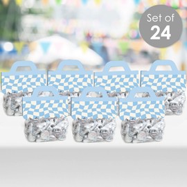 Big Dot of Happiness Blue Checkered Party - DIY Clear Goodie Favor Bag Labels - Candy Bags with Toppers - Set of 24