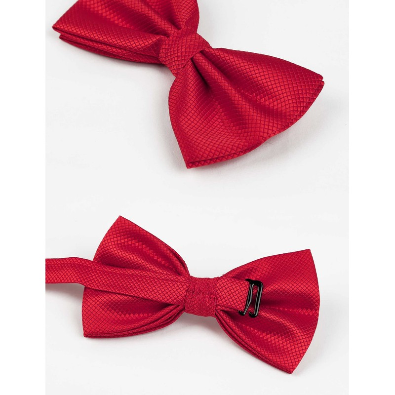 Alizeal Mens Solid Mini Squares Formal Banded Bow Ties (Red)