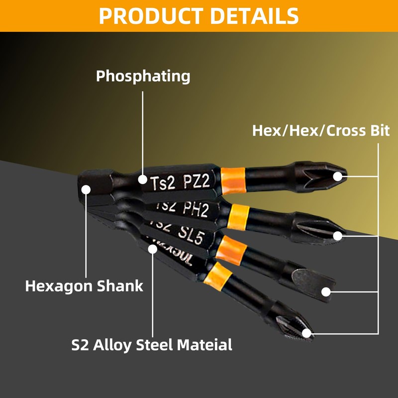 20Pcs S2 Steel Screwdriver Bit Set, Phillips PH2 Driver Bits