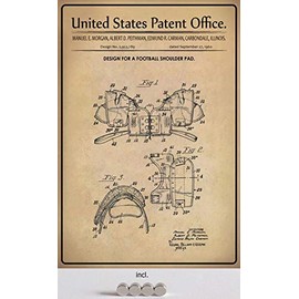 Blechschild 20x30cm gewölbt incl. 4 Magneten Patent Entwurf Football Schulterpolster 1960 Deko Geschenk Schild