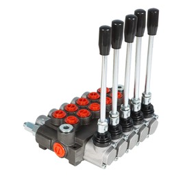 waltyotur Hydraulic Directional Control Valve 5 Spool 13 GPM Hydraulic Loader Valve, SAE Ports 3600 PSI Double Acting Valve Directional Control Valve for Small Tractors Tractors Loaders Log Splitters