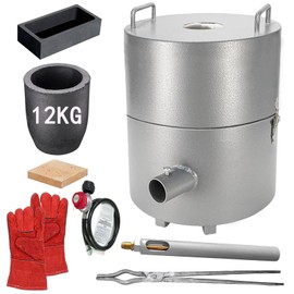 AMCJJ 12KG Melting Furnace Kit, Propane Melting Furnace Upgraded Safer Foundry Kiln Smelting Gold Silver Copper Aluminum Metal Recycle for Jewelry Making and Metal Casting