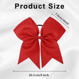 2 PCS 8" Cheer Bows, Bow for Hair, Red Hair Bow, Red Hair Accessories, Red Bow for Hair, Big Hair Bow, Big Red Bow, Red Bows for Girls Hair, Red Hair Bows, Cheerleader Bows with Ponytail Holder