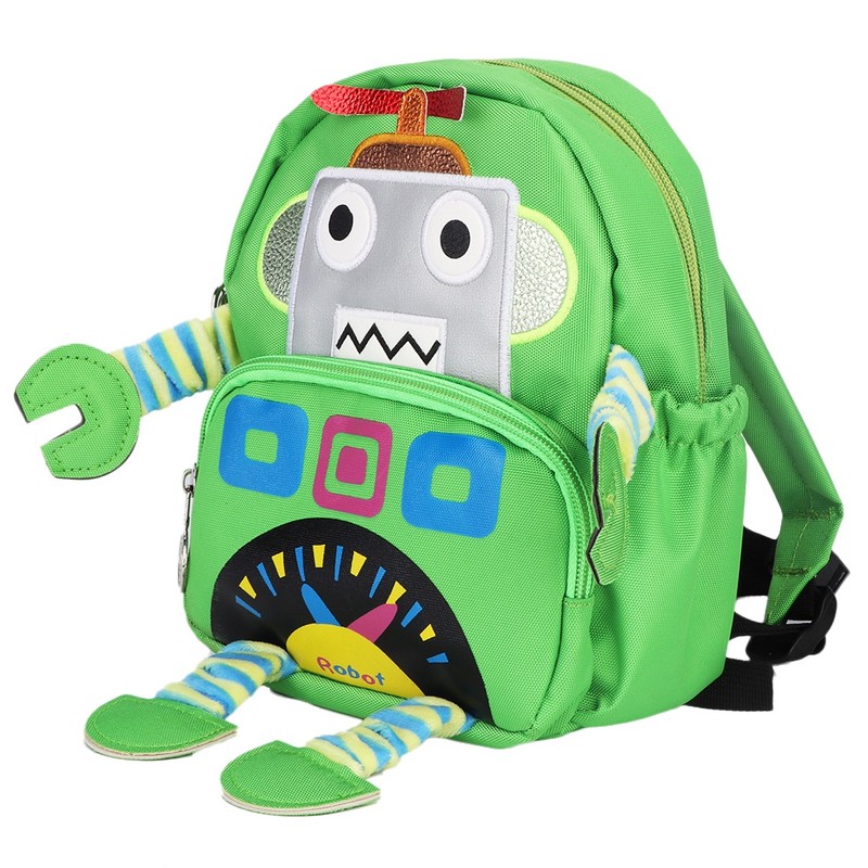 Cartoon Robot Pattern Kids Anti lost Backpack Schoolbag with Safety