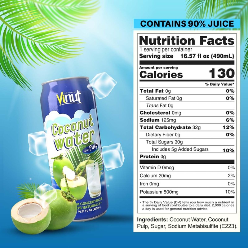 Vinut Original Coconut Water Drink With Pulp (16.57 fl oz,