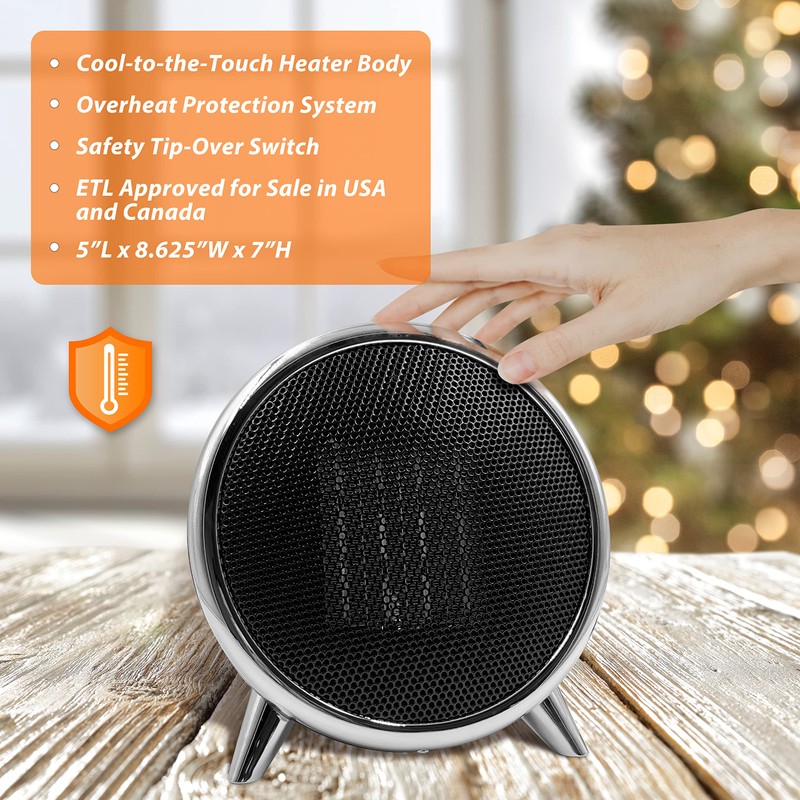 Comfort Zone Electric Retro Design Portable Ceramic Space Heater, Adjustable