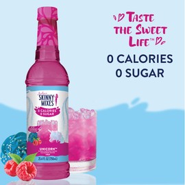 Jordan's Skinny Mixes Sugar Free Syrup, Unicorn Flavor, Fruit Flavored Water Enhancer, Drink Mix for Iced Tea, Lemonade, Drinks, Low Calorie Water Flavoring, Dairy & Gluten Free, Kosher, 25.4 Fl Oz