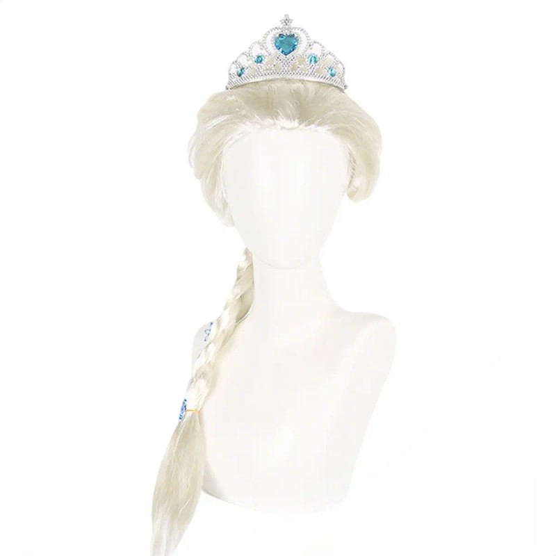 Peluca Trenza Rubia Brillante Con Adornos De Flor Azul