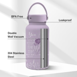 Christian Gifts for Women, 25 oz Stainless Steel Water Bottles with 2 Lids