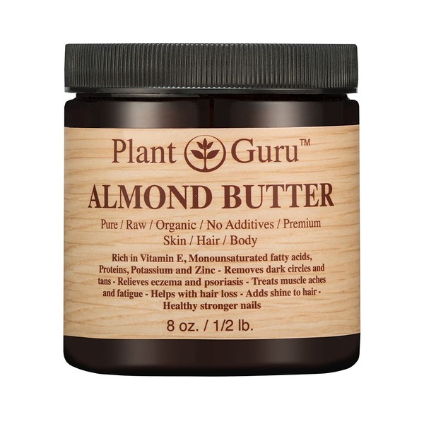Almond Body Butter 8 oz 100% Pure Raw Fresh Natural Cold Pressed. Skin, Hair, Nail Moisturizer, For DIY Creams, Lip Balms, Lotions and Soap Making