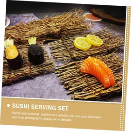 Mikinona 6pcs Bamboo Sushi Arrangement Table Trays for Eating Mini Fence Dining Table Decoration Dumpling Dishes Japanese Sushi Plates Sushi Dish Ornaments Ice Tray Sashimi Decor Bamboo Set