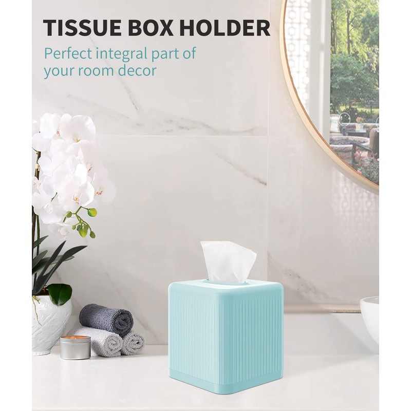 Livelab Tissue Box Cover and Holder - Square Plastic Decorative
