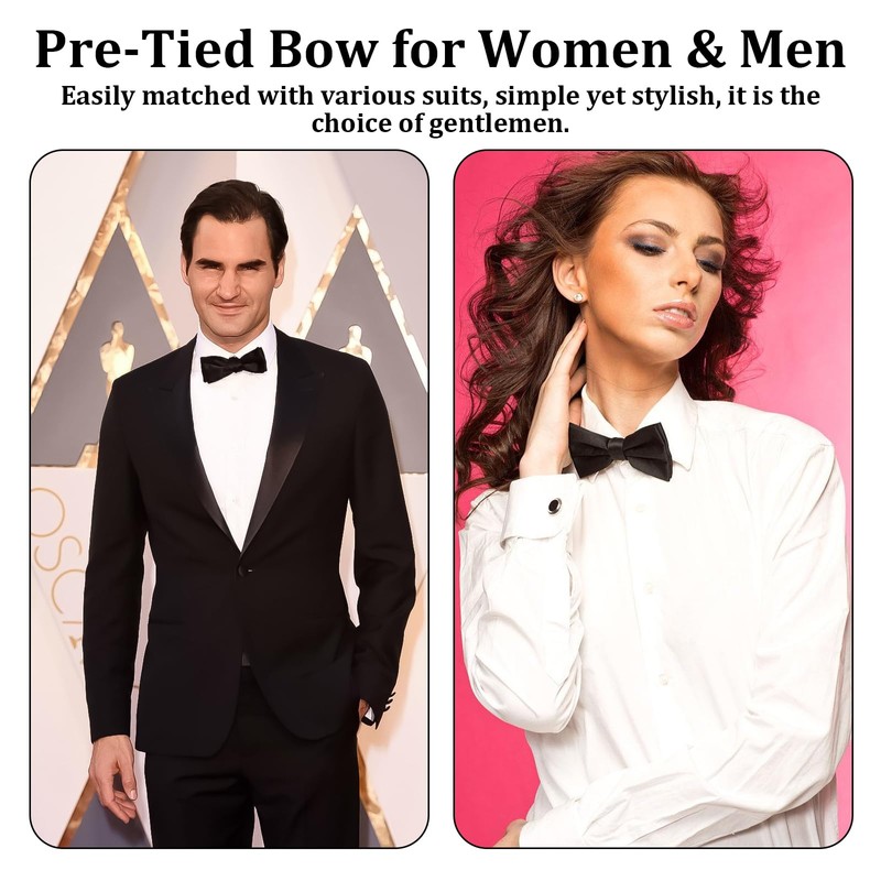 MADGININE Bow Tie 2 PCS Bow Ties for Men Adjustable