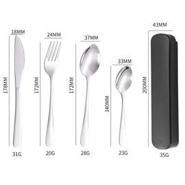 KYLOS Camping Besteck, 4 Stück Edelstahl Reisebesteck Mit Etui, Verstärktes Gehäuse Mit Schnallen-Design, Campingbesteck Für Outdoor, Reise, Arbeit, Schule, Spülmaschinenfest, Schwarz