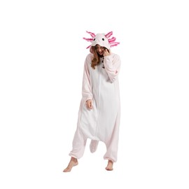 Hstyle Unisex Adult Onesie Anime Costume Kigurumi Cosplay Animal Pyjamas Hoodie Sleepwear Pyjamas, Axolotl Pink