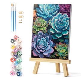 Natuyalo Paint by Numbers Kit with Framed - Succulent Paint by Numbers for Adults Beginner Plants DIY Acrylic Painting by Numbers Kit Colorful Paintworks Artwork, 12x16 Inch