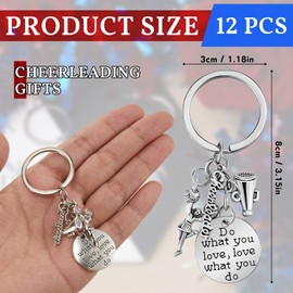 Henoyso Cheerleader Charm Keychain Cheerleading Gifts Cheer Stuff Cheer Team Gifts Cheer Jewelry for Girls Women (12 Pcs)