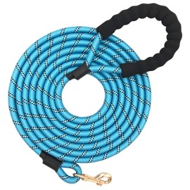 Shorven Nylon Strong Dog Rope Lead Reflective Training Dog Leash with Soft Handle 5-20 FT Long Aqua Blue (Dia:0.5" 15FT)