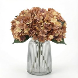 5 piezas de plantas artificiales de flores falsas de seda, hortensias de seda, 1 arreglo de cabeza de flor, ramos de boda, decoración de plástico, centro de mesa floral, hogar