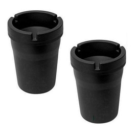 SWL Small Bucket Ashtray, Pack of 2 - Black Plastic, Ideal for Outdoor or Car Vehicle Use
