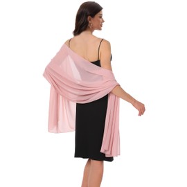 Baoqiya Women's Shawls and Wraps for Evening Dress Chiffon Shawl Soft Elegant Silky Pashmina Wedding Bridal Scarf(Blush, 79"×19")