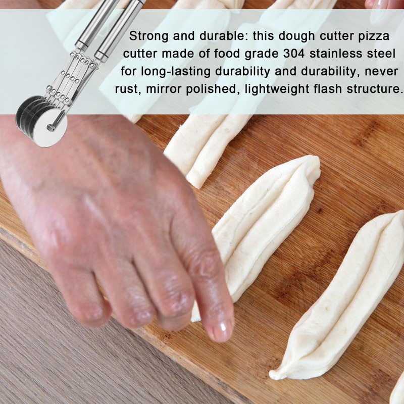 Dough Cutter with 5 Wheels, 5 Wheel Pizza Cutter, Multi-Round