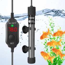 AquaMiralce 300W Aquarium Heater with Compact Size, Submersible Fish Tank Heater with LED Digital Display Thermostat, Adjustable Fish Heater Turtle Heater for 40-60 Gallon Tanks