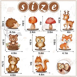 FYSUIMU 9Pcs Forest Animal Wood Table Sign Wooden Animal Mushroom Cutouts with Base Cute Tiered Tray Decor for Farmhouse Birthday Baby Shower Home School Office