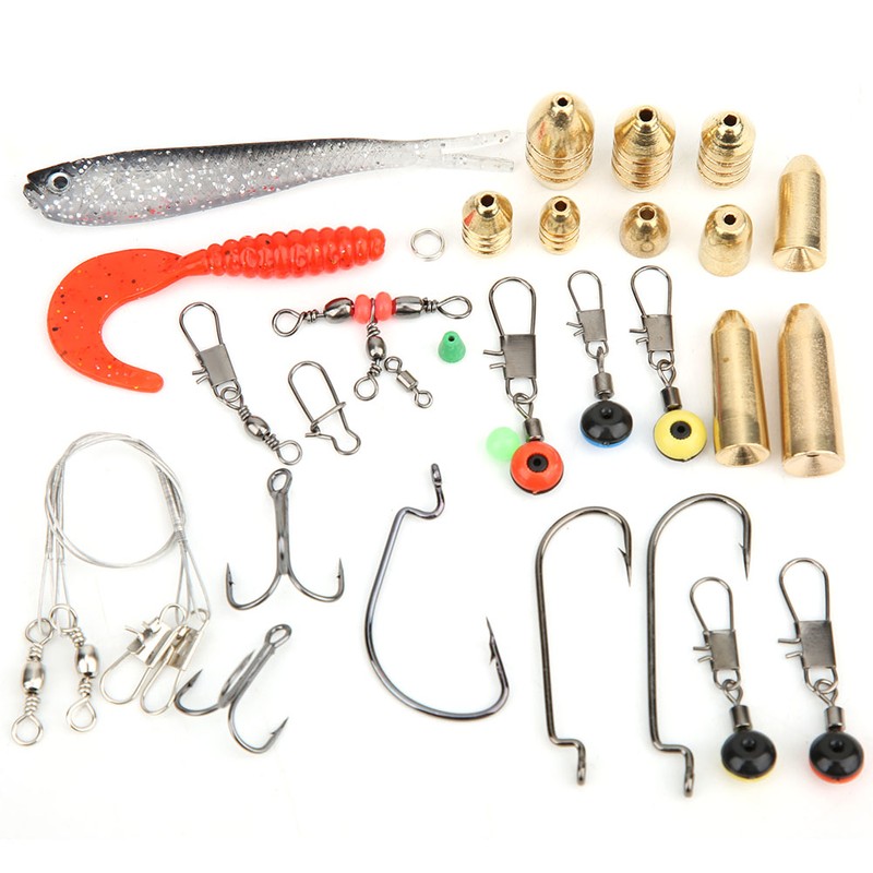 138 pcs Fishing Lure Baits Hook Copper Color Sinkers Weights