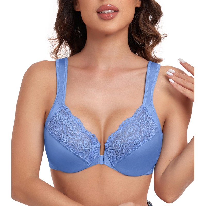HACI Front Closure Bra for Women Unpadded Underwire Full Coverage